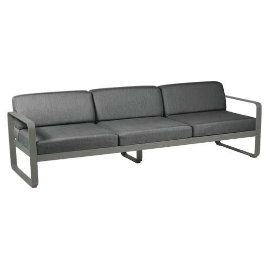 Fermob Bellevie 3-seater outdoor sofa– Rosemary frame with Graphite Grey fabric cushions