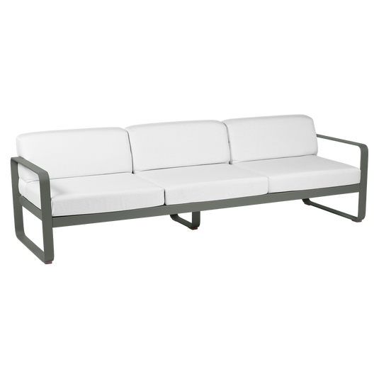 Fermob Bellevie 3-seater outdoor sofa– Rosemary frame with Off-White fabric cushions