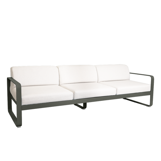 Fermob Bellevie 3-seater outdoor sofa– Rosemary frame with Pearl fabric cushions