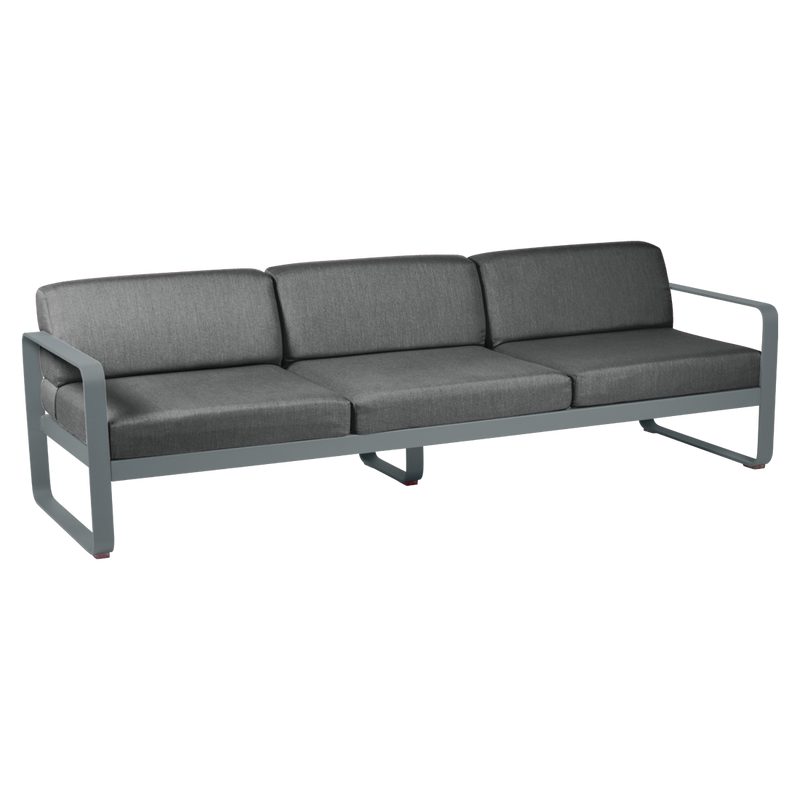 Load image into Gallery viewer, Fermob Bellevie 3-seater outdoor sofa– Storm Grey frame with Graphite Grey fabric cushions
