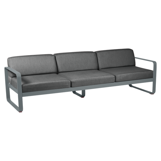 Fermob Bellevie 3-seater outdoor sofa– Storm Grey frame with Graphite Grey fabric cushions