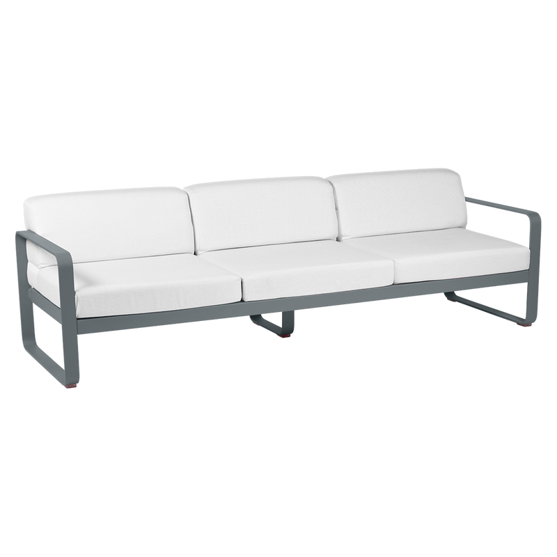 Load image into Gallery viewer, Fermob Bellevie 3-seater outdoor sofa– Storm Grey frame with Off-White fabric cushions
