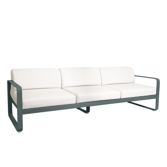 Fermob Bellevie 3-seater outdoor sofa– Storm Grey frame with Pearl fabric cushions