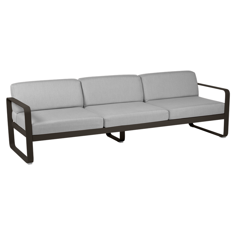 Load image into Gallery viewer, Fermob Bellevie 3-seater outdoor sofa– Tonka frame with Flannel Grey fabric cushions
