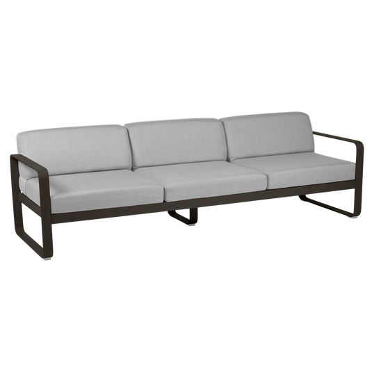 Fermob Bellevie 3-seater outdoor sofa– Tonka frame with Flannel Grey fabric cushions