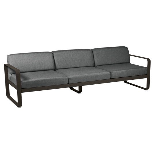 Fermob Bellevie 3-seater outdoor sofa– Tonka frame with Graphite Grey fabric cushions
