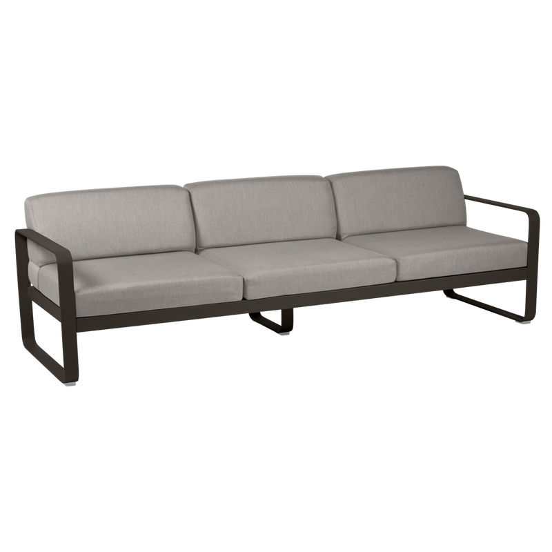 Load image into Gallery viewer, Fermob Bellevie 3-seater outdoor sofa– Tonka frame with Grey Taupe fabric cushions
