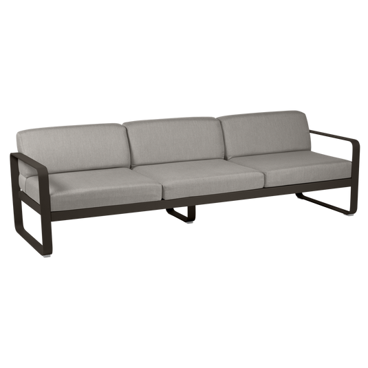 Fermob Bellevie 3-seater outdoor sofa– Tonka frame with Grey Taupe fabric cushions