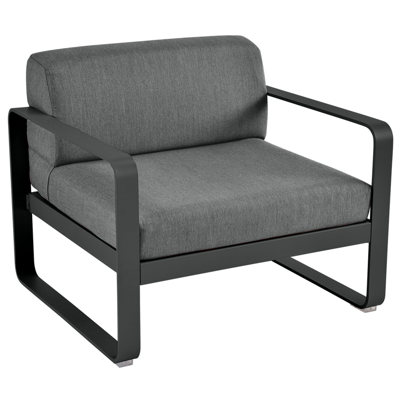 Load image into Gallery viewer, Fermob Bellevie outdoor lounge armchair– Anthracite frame with Graphite Grey fabric cushions
