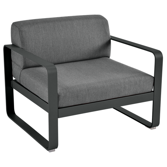 Fermob Bellevie outdoor lounge armchair– Anthracite frame with Graphite Grey fabric cushions