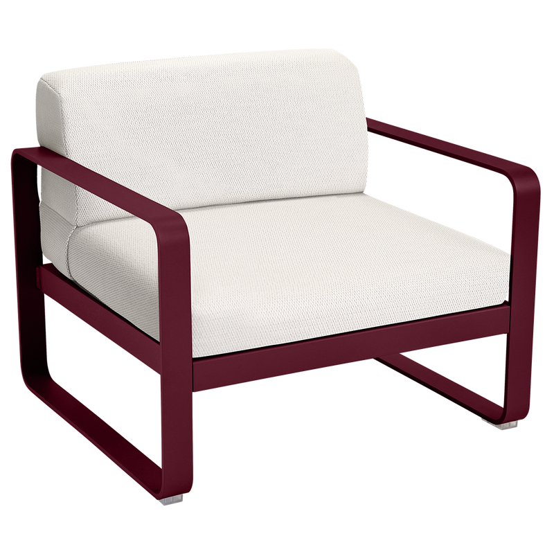 Load image into Gallery viewer, Fermob Bellevie outdoor lounge armchair– Black Cherry frame with Pearl fabric cushions
