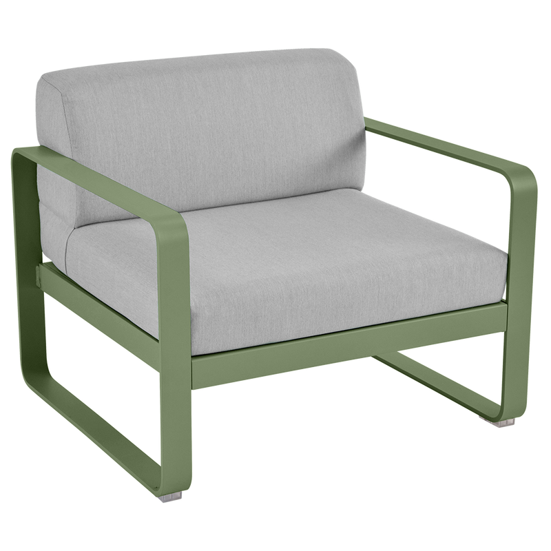 Load image into Gallery viewer, Fermob Bellevie outdoor lounge armchair– Cactus frame with Flannel Grey fabric cushions
