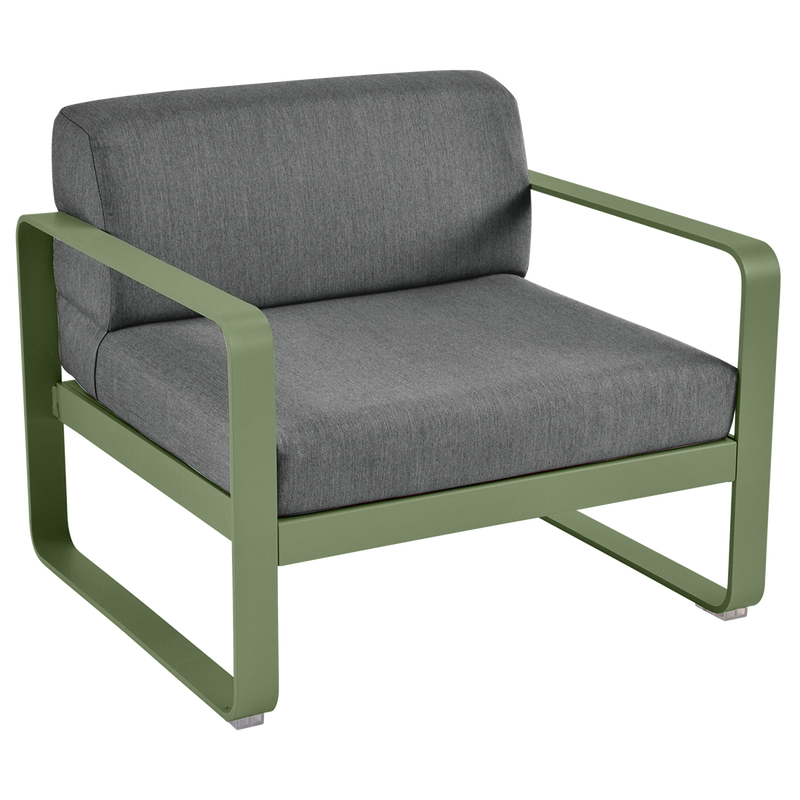 Load image into Gallery viewer, Fermob Bellevie outdoor lounge armchair– Cactus frame with Graphite Grey fabric cushions
