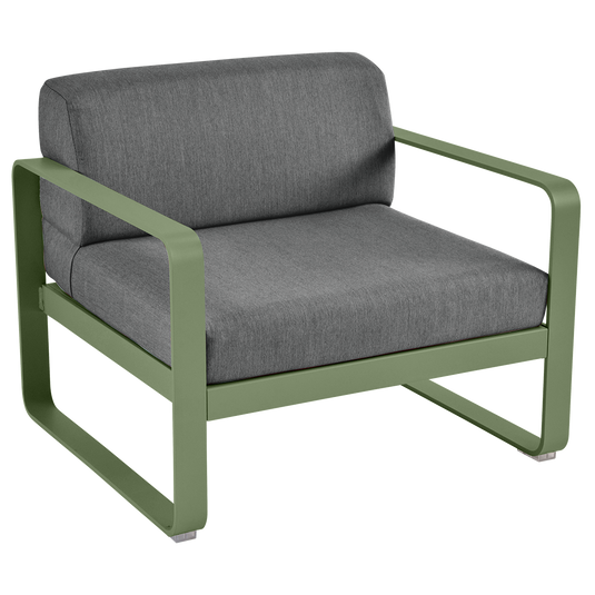 Fermob Bellevie outdoor lounge armchair– Cactus frame with Graphite Grey fabric cushions