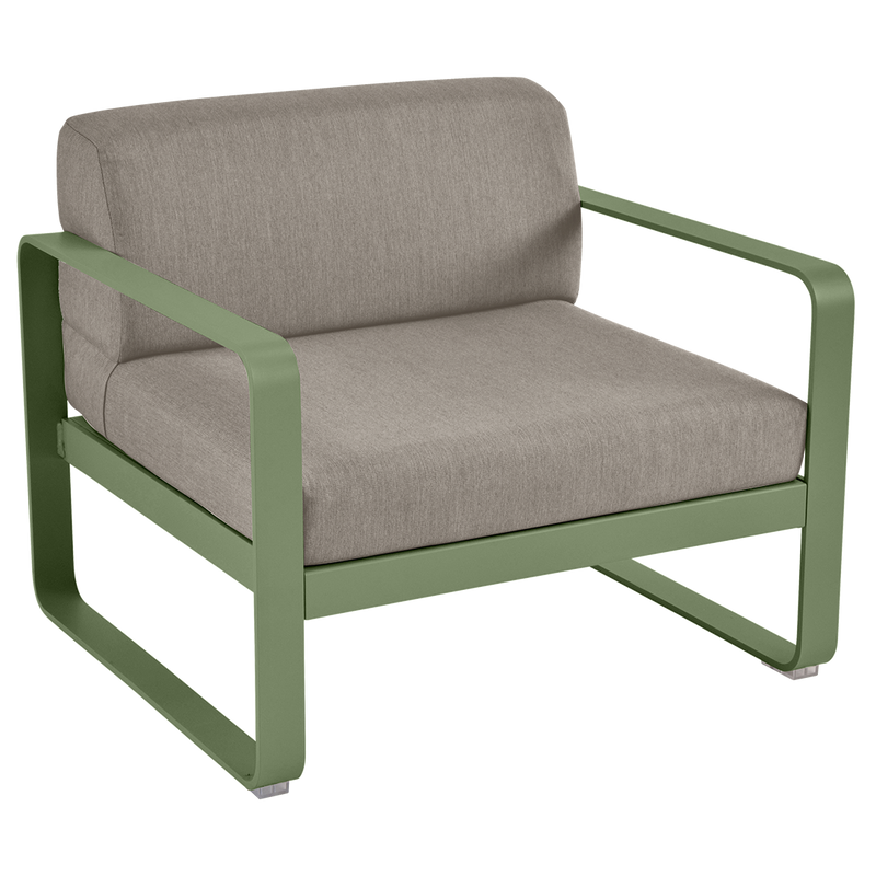 Load image into Gallery viewer, Fermob Bellevie outdoor lounge armchair– Cactus frame with Grey Taupe fabric cushions
