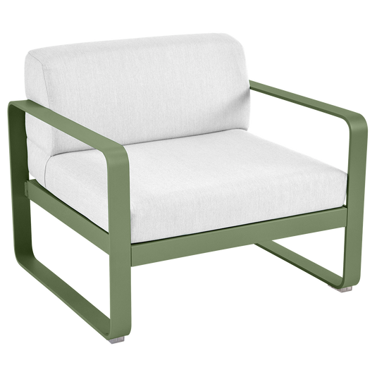 Fermob Bellevie outdoor lounge armchair– Cactus frame with Off-White fabric cushions