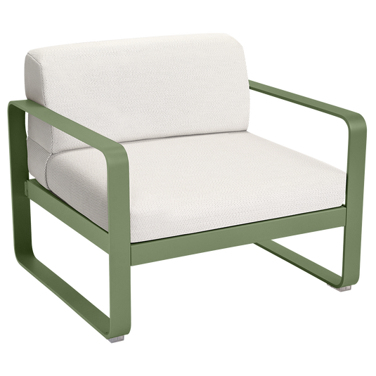 Fermob Bellevie outdoor lounge armchair– Cactus frame with Pearl fabric cushions