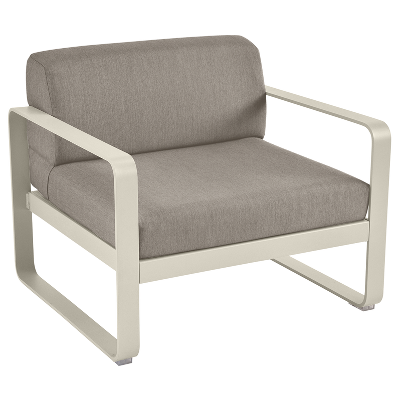 Load image into Gallery viewer, Fermob Bellevie outdoor lounge armchair– Clay Grey frame with Grey Taupe fabric cushions
