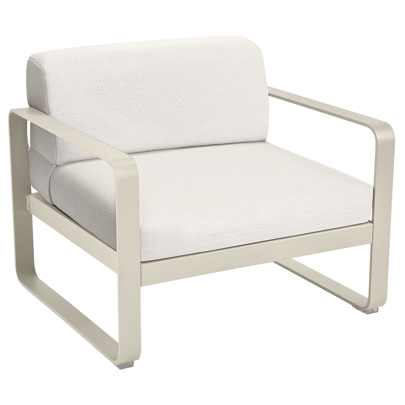 Load image into Gallery viewer, Fermob Bellevie outdoor lounge armchair– Clay Grey frame with Pearl fabric cushions
