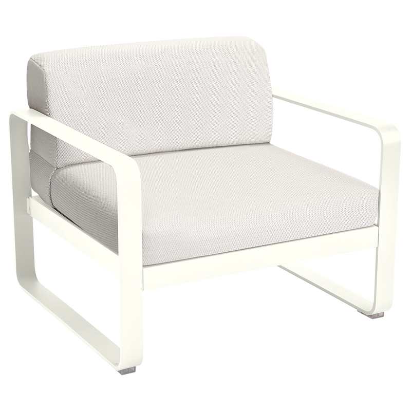 Load image into Gallery viewer, Fermob Bellevie outdoor lounge armchair– Cotton White frame with Pearl fabric cushions
