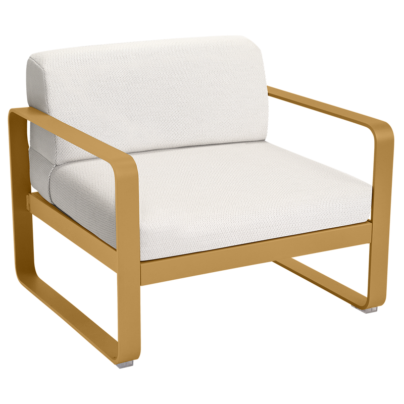 Load image into Gallery viewer, Fermob Bellevie outdoor lounge armchair– Gingerbread frame with Pearl fabric cushions
