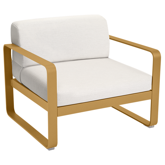 Fermob Bellevie outdoor lounge armchair– Gingerbread frame with Pearl fabric cushions