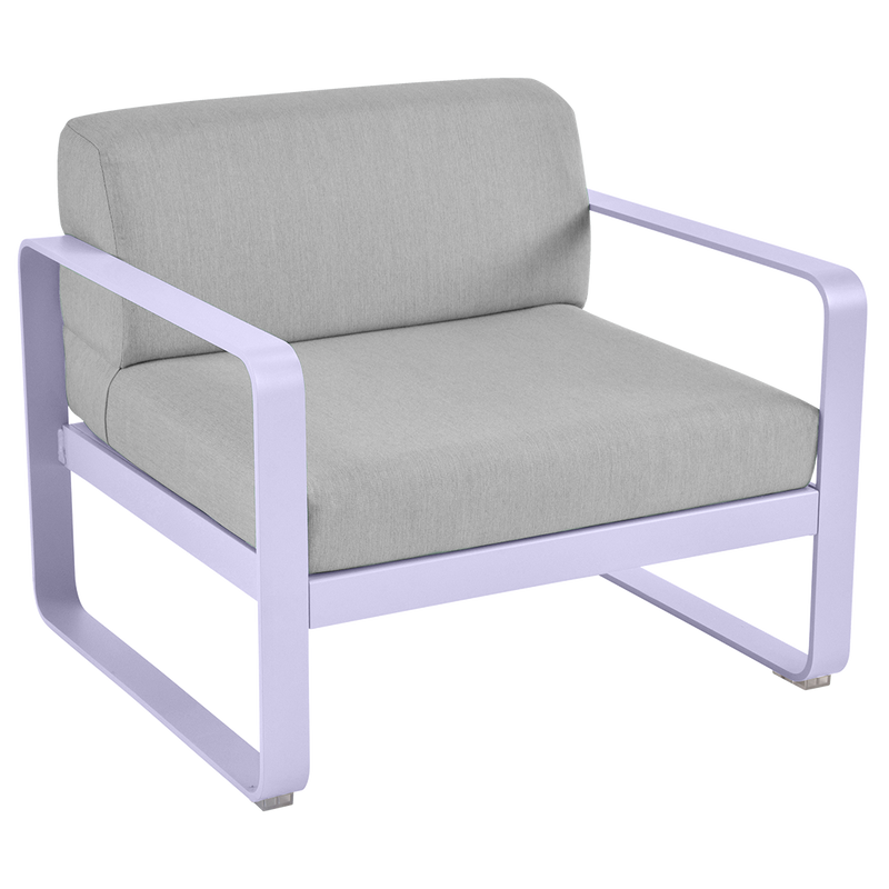 Load image into Gallery viewer, Fermob Bellevie outdoor lounge armchair– Marshmallow frame with Flannel Grey fabric cushions
