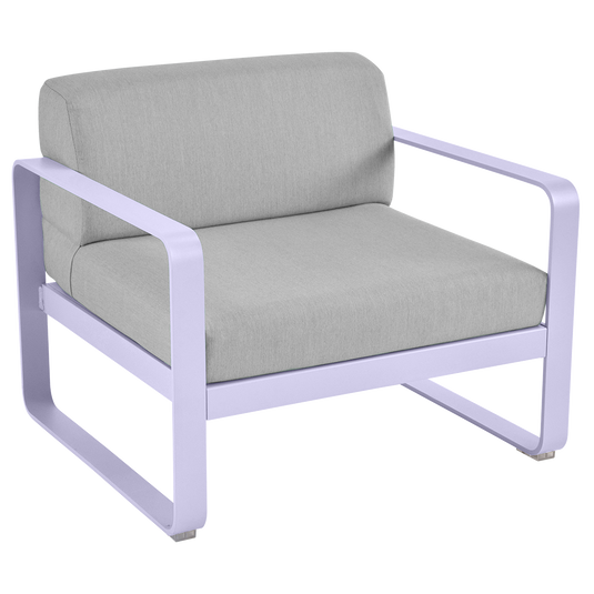 Fermob Bellevie outdoor lounge armchair– Marshmallow frame with Flannel Grey fabric cushions