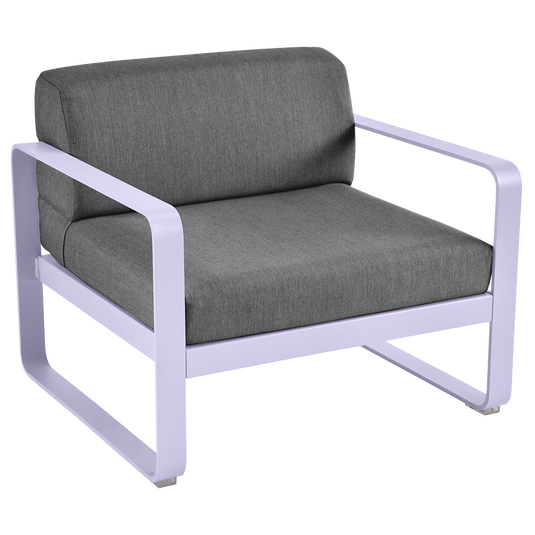 Fermob Bellevie outdoor lounge armchair– Marshmallow frame with Graphite Grey fabric cushions
