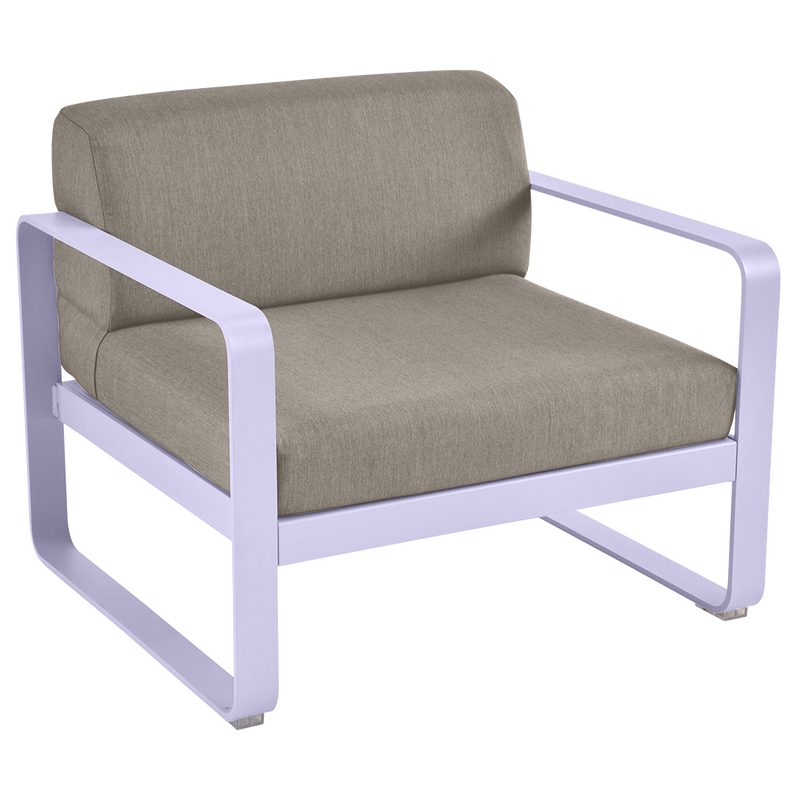 Load image into Gallery viewer, Fermob Bellevie outdoor lounge armchair– Marshmallow frame with Grey Taupe fabric cushions
