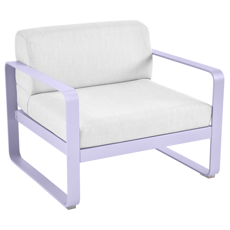 Load image into Gallery viewer, Fermob Bellevie outdoor lounge armchair– Marshmallow frame with Off-White fabric cushions
