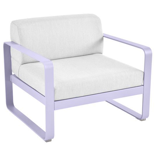 Fermob Bellevie outdoor lounge armchair– Marshmallow frame with Off-White fabric cushions