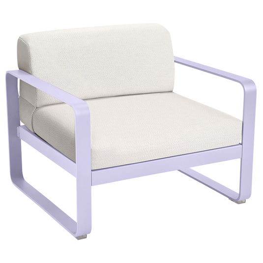 Fermob Bellevie outdoor lounge armchair– Marshmallow frame with Pearl fabric cushions