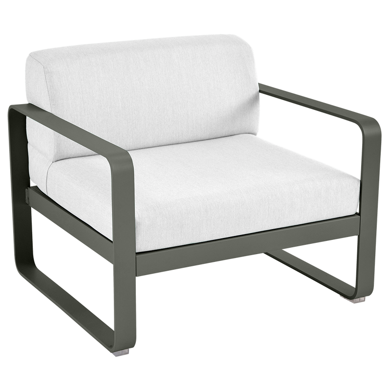 Load image into Gallery viewer, Fermob Bellevie outdoor lounge armchair– Rosemary frame with Off-White fabric cushions
