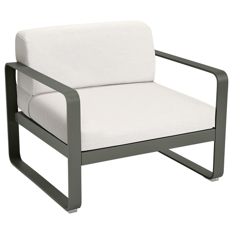 Load image into Gallery viewer, Fermob Bellevie outdoor lounge armchair– Rosemary frame with Pearl fabric cushions

