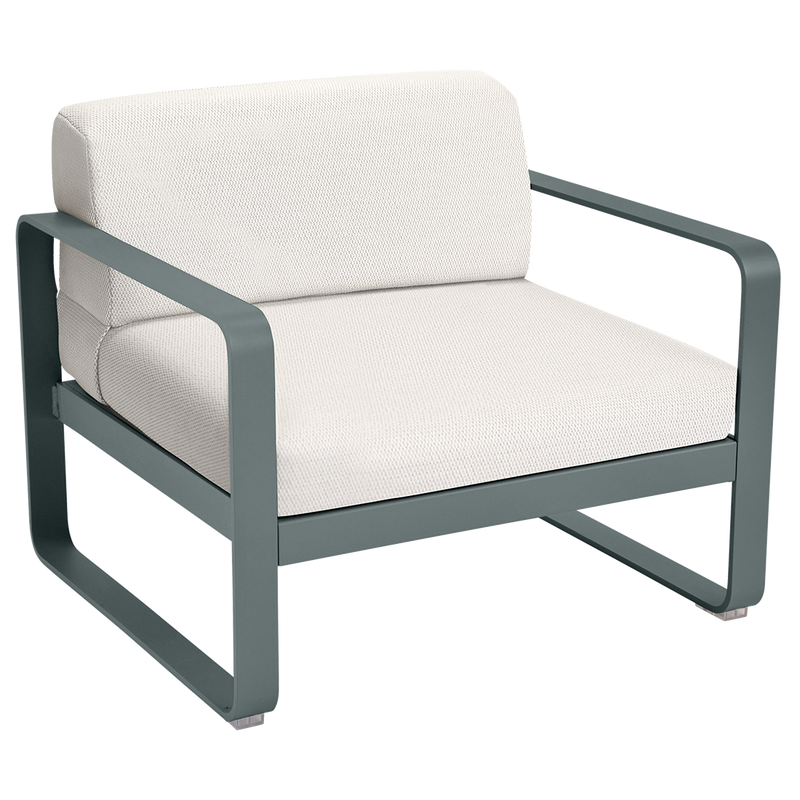 Load image into Gallery viewer, Fermob Bellevie outdoor lounge armchair– Storm Grey frame with Pearl fabric cushions
