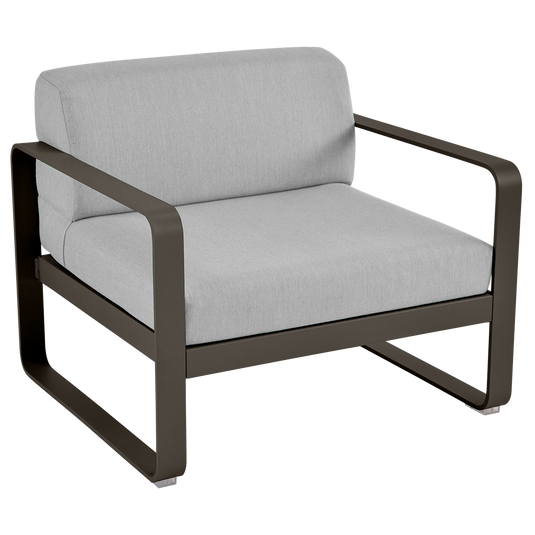Fermob Bellevie outdoor lounge armchair– Tonka frame with Flannel Grey fabric cushions