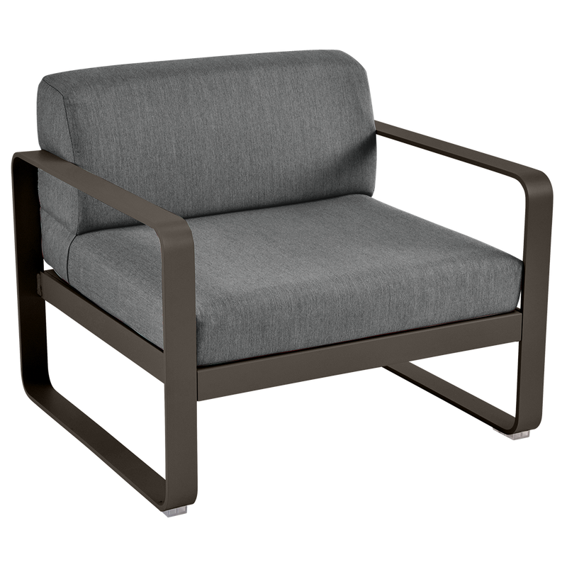 Load image into Gallery viewer, Fermob Bellevie outdoor lounge armchair– Tonka frame with Graphite Grey fabric cushions
