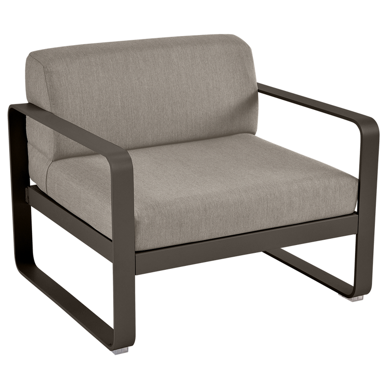 Load image into Gallery viewer, Fermob Bellevie outdoor lounge armchair– Tonka frame with Grey Taupe fabric cushions
