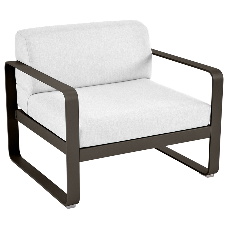 Load image into Gallery viewer, Fermob Bellevie outdoor lounge armchair– Tonka frame with Off-White fabric cushions
