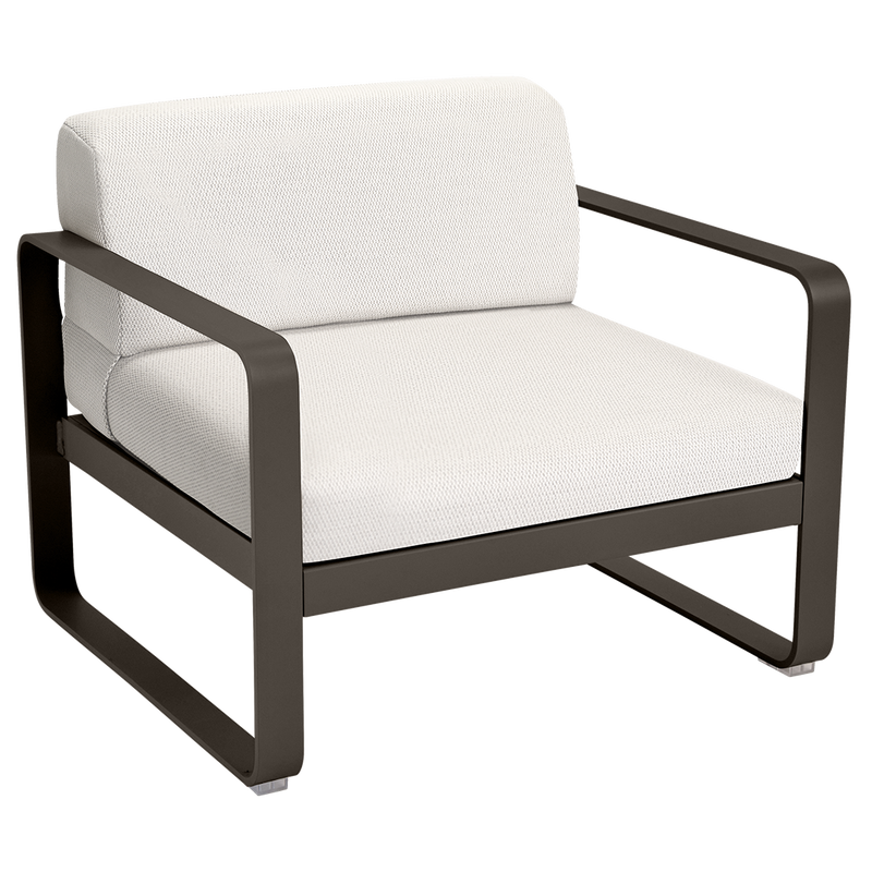 Load image into Gallery viewer, Fermob Bellevie outdoor lounge armchair– Tonka frame with Pearl fabric cushions
