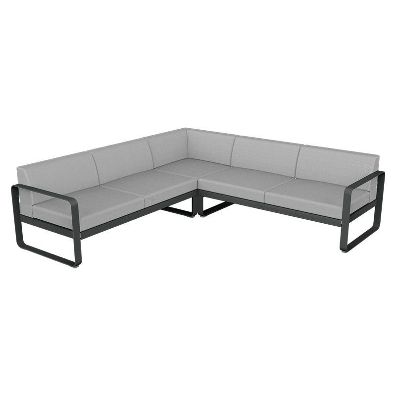 Load image into Gallery viewer, Fermob Bellevie modular sofa Composition 2– Anthracite frame with Flannel Grey fabric cushions
