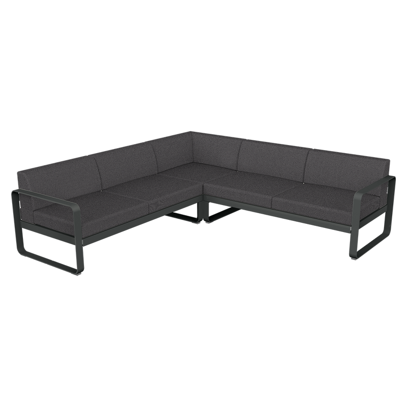 Load image into Gallery viewer, Fermob Bellevie modular sofa Composition 2– Anthracite frame with Graphite Grey fabric cushions
