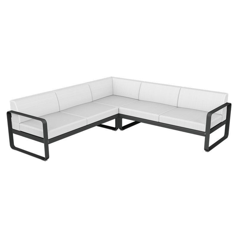 Load image into Gallery viewer, Fermob Bellevie modular sofa Composition 2– Anthracite frame with Off-White fabric cushions
