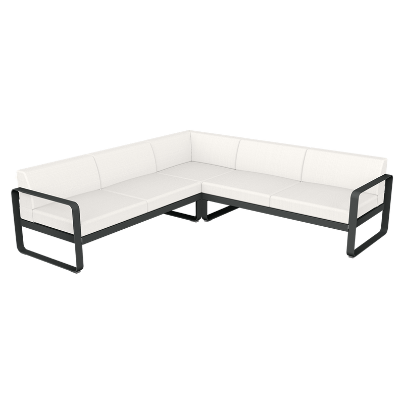Load image into Gallery viewer, Fermob Bellevie modular sofa Composition 2– Anthracite frame with Pearl fabric cushions
