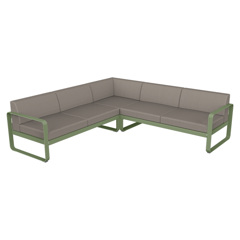 Load image into Gallery viewer, Fermob Bellevie modular sofa Composition 2– Cactus frame with Grey Taupe fabric cushions
