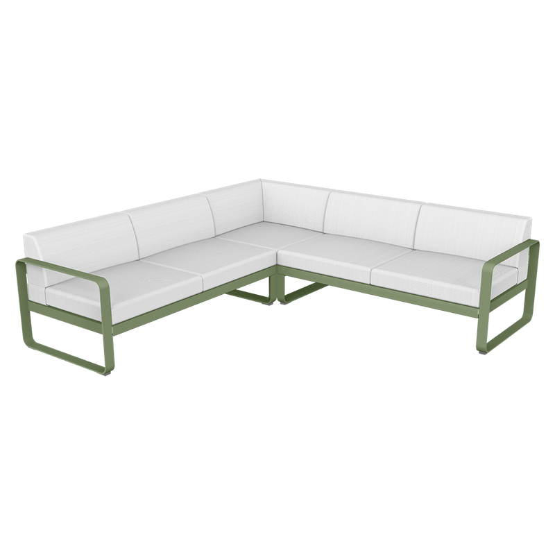 Load image into Gallery viewer, Fermob Bellevie modular sofa Composition 2– Cactus frame with Off-White fabric cushions
