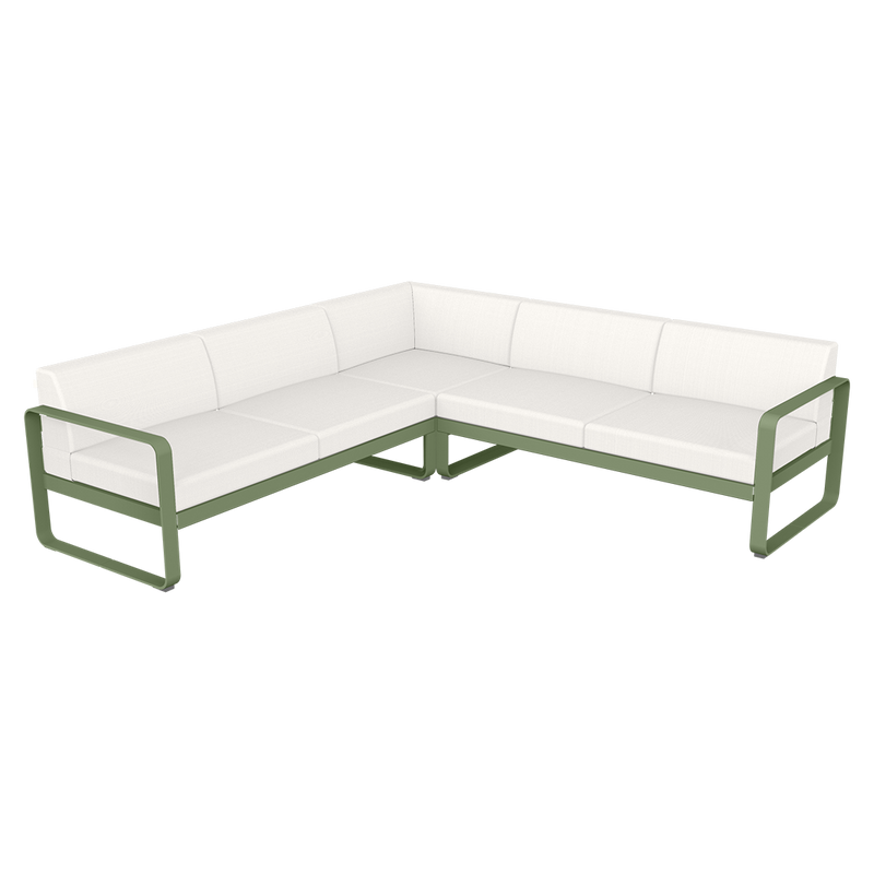 Load image into Gallery viewer, Fermob Bellevie modular sofa Composition 2– Cactus frame with Pearl fabric cushions
