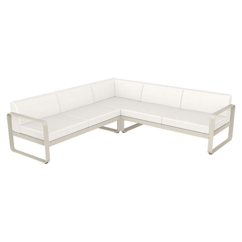 Load image into Gallery viewer, Fermob Bellevie modular sofa Composition 2– Clay Grey frame with Pearl fabric cushions
