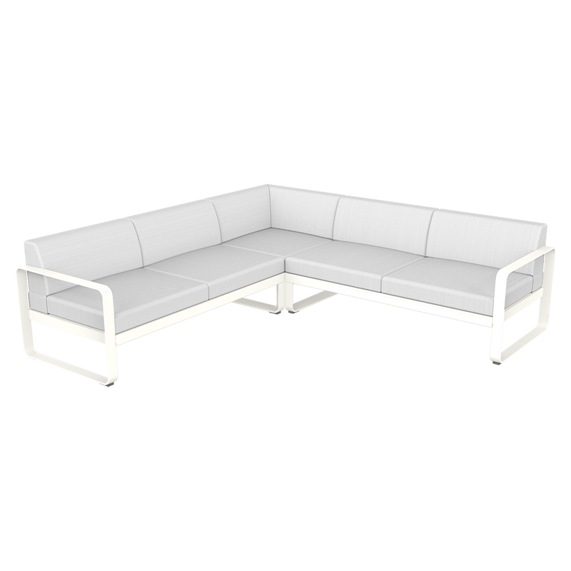 Load image into Gallery viewer, Fermob Bellevie modular sofa Composition 2– Cotton White frame with Off-White fabric cushions
